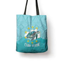 Sao Vincente Cabo Verde Tote Bag Map With Sea Turtle African Pattern