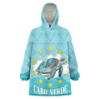 Sao Vincente Cabo Verde Wearable Blanket Hoodie Map With Sea Turtle African Pattern