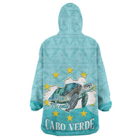 Sao Vincente Cabo Verde Wearable Blanket Hoodie Map With Sea Turtle African Pattern