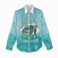 Sao Vincente Cabo Verde Women Casual Shirt Map With Sea Turtle African Pattern