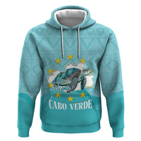 Sao Vincente Cabo Verde Zip Hoodie Map With Sea Turtle African Pattern