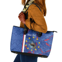 Personalized Santiago Cabo Verde Leather Tote Bag Map With Farol de Dona Maria Pia
