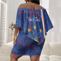 Personalized Santiago Cabo Verde Off Shoulder Short Dress Map With Farol de Dona Maria Pia