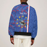 Personalized Santiago Cabo Verde Sleeve Zip Bomber Jacket Map With Farol de Dona Maria Pia