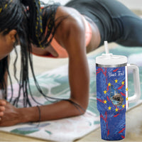 Personalized Santiago Cabo Verde Tumbler With Handle Map With Farol de Dona Maria Pia