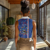 Personalized Santiago Cabo Verde Women Sleeveless Polo Shirt Map With Farol de Dona Maria Pia