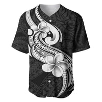 Polynesia Baseball Jersey Plumeria With Tribal Pattern Black Vibes - Wonder Print Shop