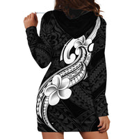Polynesia Hoodie Dress Plumeria With Tribal Pattern Black Vibes - Wonder Print Shop