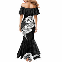 Polynesia Mermaid Dress Plumeria With Tribal Pattern Black Vibes - Wonder Print Shop