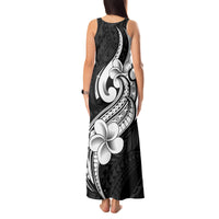Polynesia Tank Maxi Dress Plumeria With Tribal Pattern Black Vibes - Wonder Print Shop