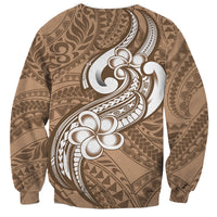 Polynesia Sweatshirt Plumeria With Tribal Pattern Brown Pastel Vibes - Wonder Print Shop