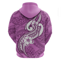 Polynesia Hoodie Plumeria With Tribal Pattern Pink Pastel Vibes - Wonder Print Shop