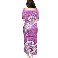 Polynesia Puletasi Plumeria With Tribal Pattern Pink Pastel Vibes - Wonder Print Shop