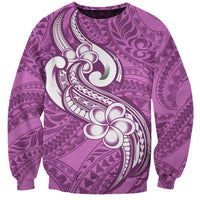 Polynesia Sweatshirt Plumeria With Tribal Pattern Pink Pastel Vibes - Wonder Print Shop