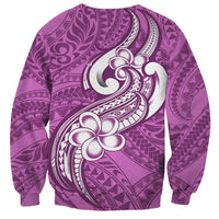 Polynesia Sweatshirt Plumeria With Tribal Pattern Pink Pastel Vibes - Wonder Print Shop