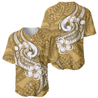 Polynesia Baseball Jersey Plumeria With Tribal Pattern Yellow Pastel Vibes - Wonder Print Shop