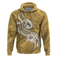 Polynesia Hoodie Plumeria With Tribal Pattern Yellow Pastel Vibes - Wonder Print Shop