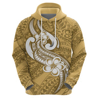 Polynesia Hoodie Plumeria With Tribal Pattern Yellow Pastel Vibes - Wonder Print Shop