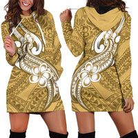 Polynesia Hoodie Dress Plumeria With Tribal Pattern Yellow Pastel Vibes - Wonder Print Shop