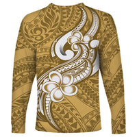 Polynesia Long Sleeve Shirt Plumeria With Tribal Pattern Yellow Pastel Vibes - Wonder Print Shop