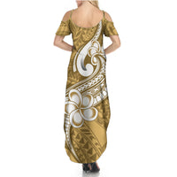 Polynesia Summer Maxi Dress Plumeria With Tribal Pattern Yellow Pastel Vibes - Wonder Print Shop