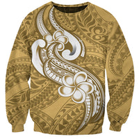 Polynesia Sweatshirt Plumeria With Tribal Pattern Yellow Pastel Vibes - Wonder Print Shop