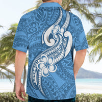 Polynesia Hawaiian Shirt Plumeria With Tribal Pattern Blue Pastel Vibes - Wonder Print Shop