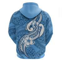 Polynesia Hoodie Plumeria With Tribal Pattern Blue Pastel Vibes - Wonder Print Shop