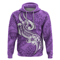 Polynesia Hoodie Plumeria With Tribal Pattern Purple Pastel Vibes - Wonder Print Shop
