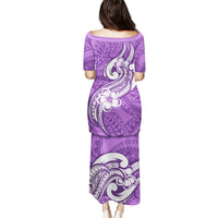 Polynesia Puletasi Plumeria With Tribal Pattern Purple Pastel Vibes - Wonder Print Shop