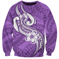 Polynesia Sweatshirt Plumeria With Tribal Pattern Purple Pastel Vibes - Wonder Print Shop