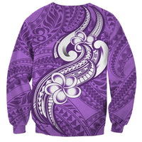 Polynesia Sweatshirt Plumeria With Tribal Pattern Purple Pastel Vibes - Wonder Print Shop