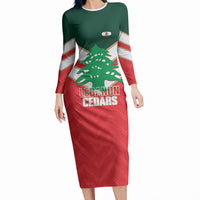 Custom Rugby Lebanon Long Sleeve Bodycon Dress 2026 Go Cedars