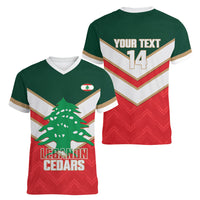 Custom Rugby Lebanon Women V-Neck T-Shirt 2026 Go Cedars