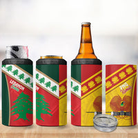 Rugby Papua New Guinea and Lebanon 4 in 1 Can Cooler Tumbler PNG Kumuls Cedars Together