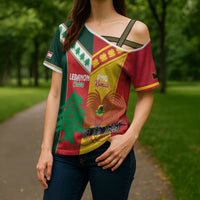 Custom Rugby Papua New Guinea and Lebanon Cross Shoulder Shirt PNG Kumuls Cedars Together