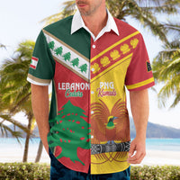 Custom Rugby Papua New Guinea and Lebanon Hawaiian Shirt PNG Kumuls Cedars Together