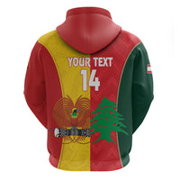 Custom Rugby Papua New Guinea and Lebanon Hoodie PNG Kumuls Cedars Together