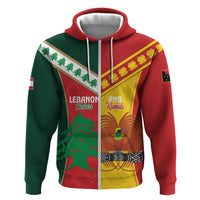 Custom Rugby Papua New Guinea and Lebanon Hoodie PNG Kumuls Cedars Together