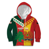 Custom Rugby Papua New Guinea and Lebanon Kid Hoodie PNG Kumuls Cedars Together