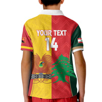Custom Rugby Papua New Guinea and Lebanon Kid Polo Shirt PNG Kumuls Cedars Together