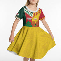 Custom Rugby Papua New Guinea and Lebanon Kid Short Sleeve Dress PNG Kumuls Cedars Together