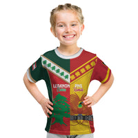 Custom Rugby Papua New Guinea and Lebanon Kid T Shirt PNG Kumuls Cedars Together