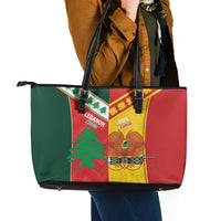 Rugby Papua New Guinea and Lebanon Leather Tote Bag PNG Kumuls Cedars Together
