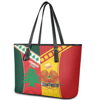 Rugby Papua New Guinea and Lebanon Leather Tote Bag PNG Kumuls Cedars Together