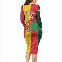 Custom Rugby Papua New Guinea and Lebanon Long Sleeve Bodycon Dress PNG Kumuls Cedars Together