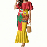 Custom Rugby Papua New Guinea and Lebanon Mermaid Dress PNG Kumuls Cedars Together