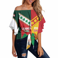 Custom Rugby Papua New Guinea and Lebanon Off Shoulder Wrap Waist Top PNG Kumuls Cedars Together