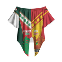 Custom Rugby Papua New Guinea and Lebanon Off Shoulder Wrap Waist Top PNG Kumuls Cedars Together