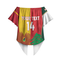 Custom Rugby Papua New Guinea and Lebanon Off Shoulder Wrap Waist Top PNG Kumuls Cedars Together